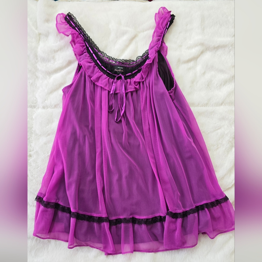 Vintage Victoria's Secret Purple and Black Lace Lingerie Size S